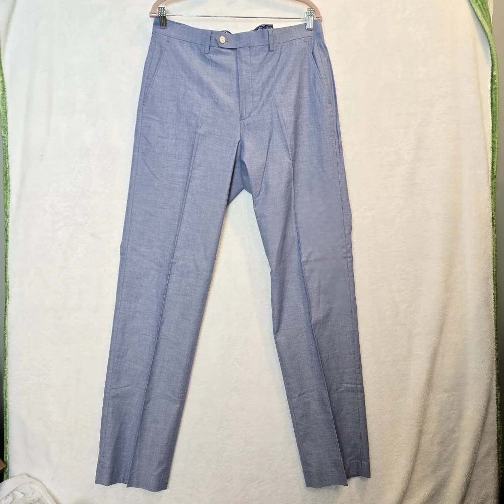 NWT Ralph Lauren UltraFlex 100% Cotton Edgewood Dress Pants Light Blue 34x30